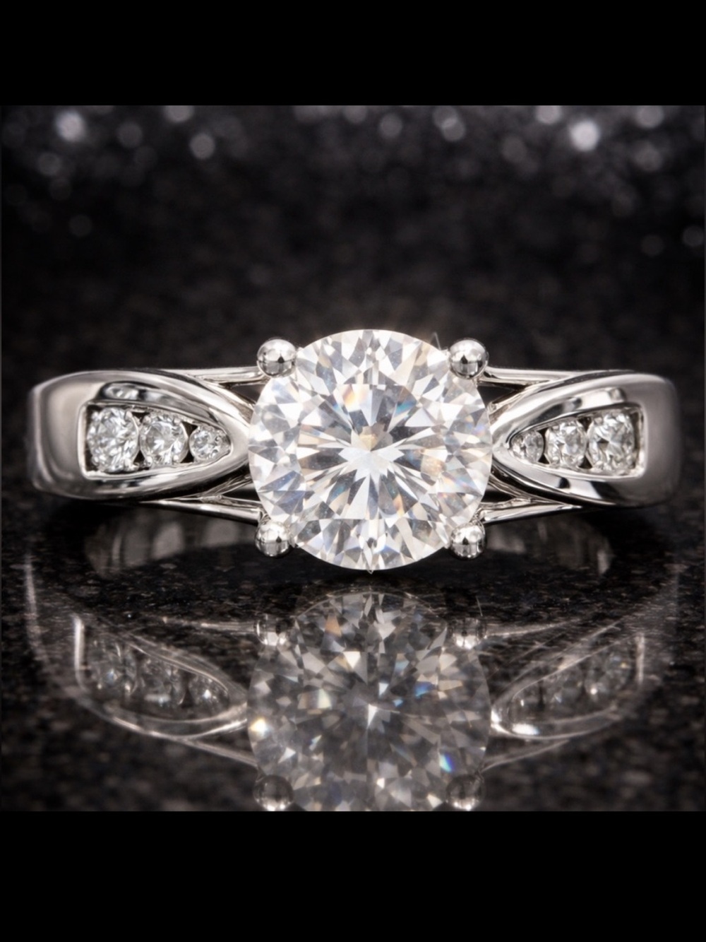 Victoria Wieck vintage round brilliant CZ engagement wedding ring band silver